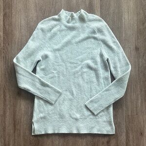 Banana Republic Mock Neck Ribbed Sleeve Sweater Size Small Cream/Grey Heathered